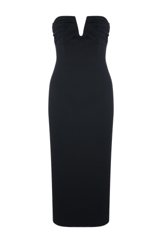 Miora Crepe Midi Dress in Black - Nazli Ceren - Modalova