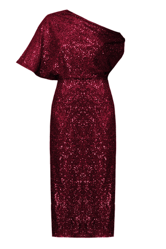 MARGO deep red sequin asymmetric cocktail dress - UNDRESS - Modalova