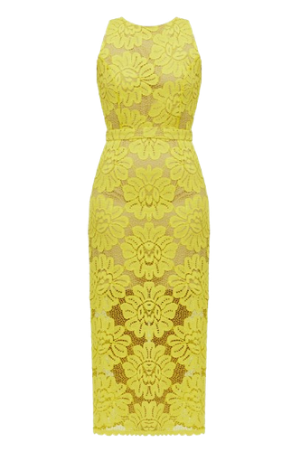 YEMA lime green lace midi dress with naked back - UNDRESS - Modalova