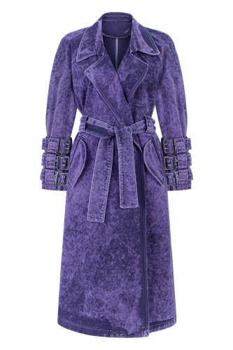 Voidwalker Trench Coat in Purple Acid Wash - Khela - Modalova