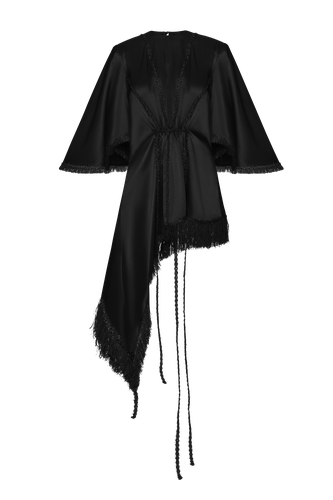 Fringe trim asymmetrical mini dress - Maria Kokhia - Modalova