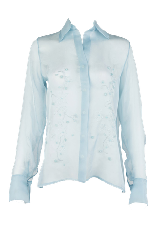 Aster Hand-Embroidered Organza Blouse - Blue - Francesca Miranda - Modalova