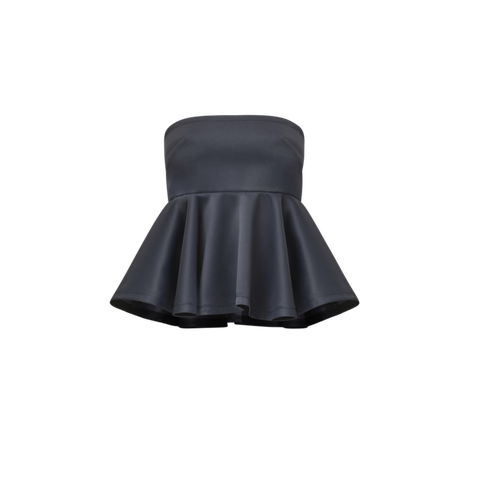 Peplum Top- Shiny Grey - Gemme Collective - Modalova