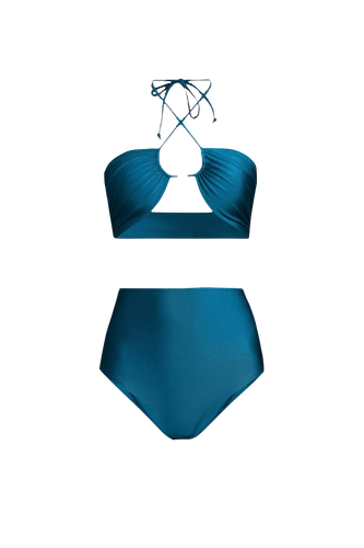 Bahia Bikini with High-Waisted Bottom in Turquoise - Bottom - Sara Cristina - Modalova