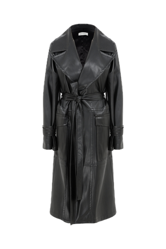 Cecile Vegan Leather Trenchcoat in Noire - Nazli Ceren - Modalova