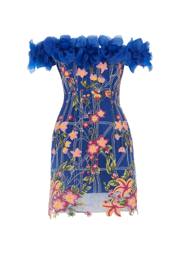 Flower appliqué embroidered dress - Monika Dimova - Modalova