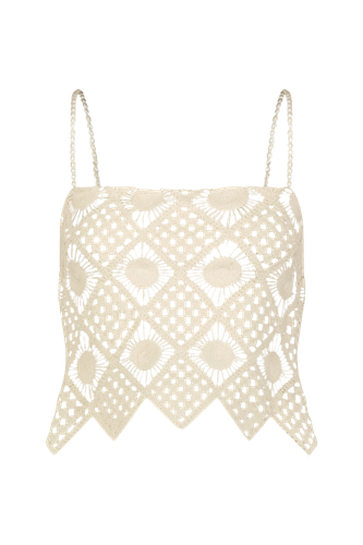 Playa Crop Top with Pearls in Sol Mesh - Sara Cristina - Modalova