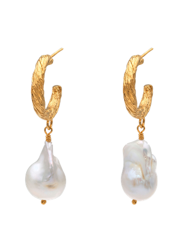 Archaic Pearl Hoop Earrings - Eva Remenyi - Modalova