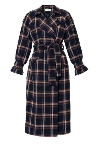 Coat Ricarda Check Navy Brown - HALEWSKI - Modalova