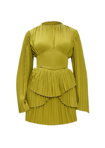 LENTI PLEATED MINI DRESS - LIME - Andrea Iyamah - Modalova