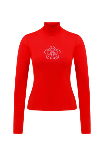 Red Blooming Crest Turtleneck - Declara - Modalova