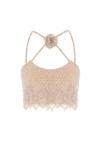 Gold embellished lace top - Monika Dimova - Modalova