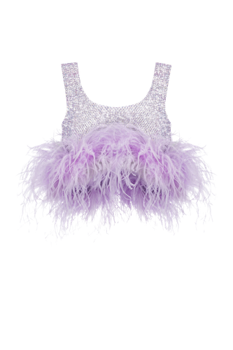 Purple Crop Top With Feathers - Santa Brands - Modalova