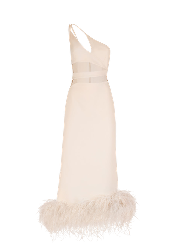 Serena feather-trimmed crepe gown - XS - Midi dresses - Monika Dimova - Modalova