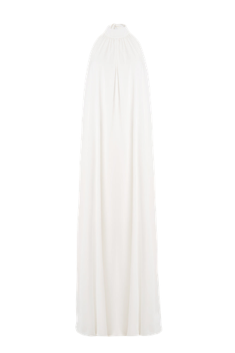 Pam Satin White Halter Maxi Dress - Lora Istanbul - Modalova