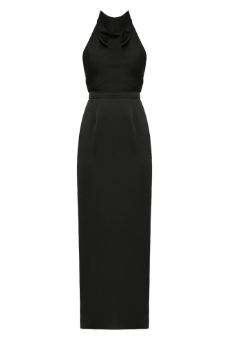 CASANDRA Black Cowl Neck Long Evening Dress - UNDRESS - Modalova