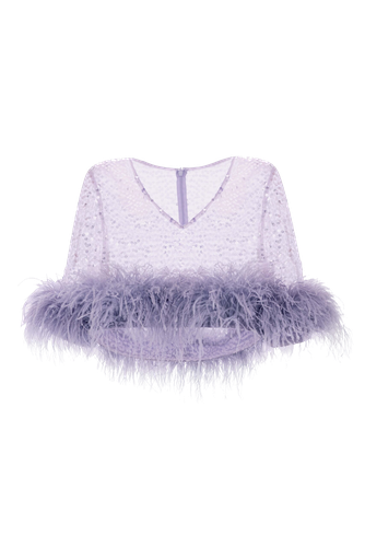 Lilac Sequined Feather Top - F.ILKK - Modalova