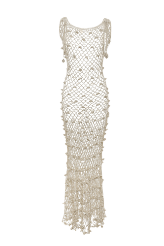 Malva Metallic Handmade Crochet Maxi Dress - ANDREEVA - Modalova