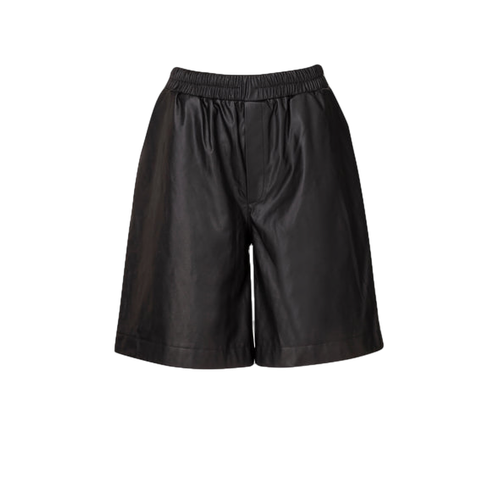 Dianthu Faux Leather Relaxed Fit Shorts In Jet Black Color - Marei 1998 - Modalova