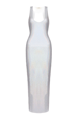 Ray Disco White Maxi Dress - Lora Istanbul - Modalova