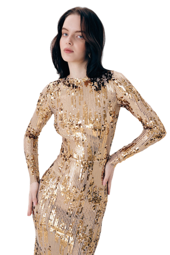 Sequined Gold Dress - Guranda - Modalova
