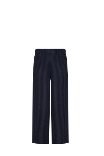 Adjustable Pinstriped Navy Trousers in Wool - INNNA - Modalova