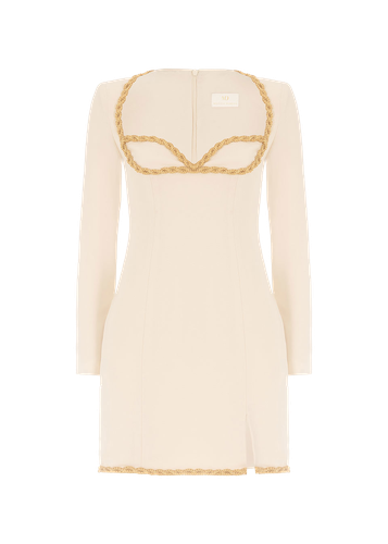 Gold thread-embroidered crepe dress - Monika Dimova - Modalova