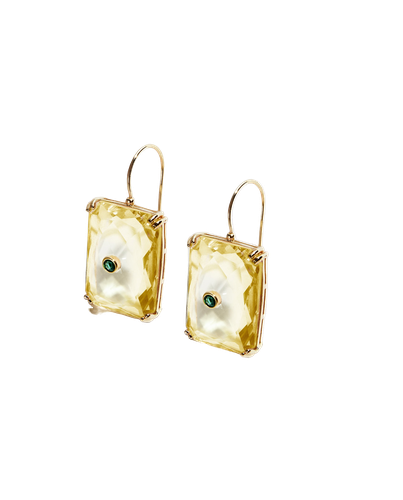 Yellow Crystal Earrings - Phialebel - Modalova