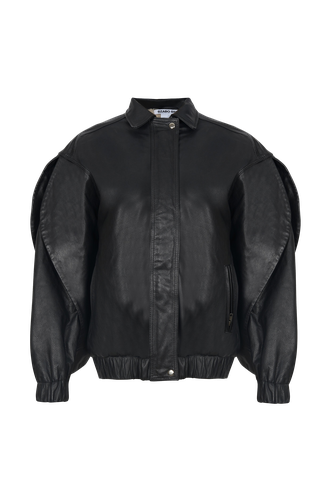 Oversized Leather Bomber Jacket - Szabo Sihag - Modalova