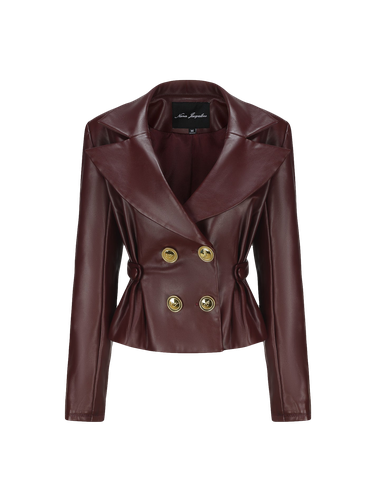 Mirabel Faux Leather Jacket (Brown) - Nana Jacqueline - Modalova
