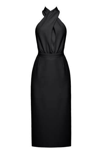 CELIA black X neck midi party dress - UNDRESS - Modalova