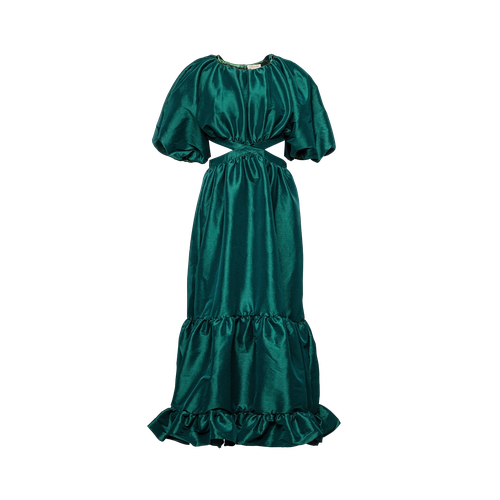 Laila Maxi Taffeta Dress Emerald Green - Vasiliki - Modalova