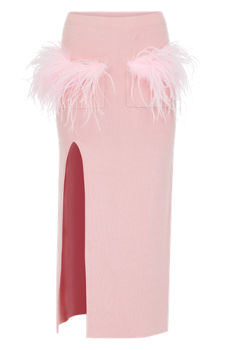Vanilla Knit Skirt With Feathers - XS - Midi skirts - ANDREEVA - Modalova