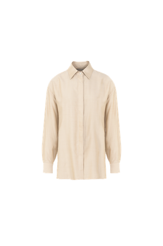 Beige striped silk shirt for women - MORACÉE - Modalova