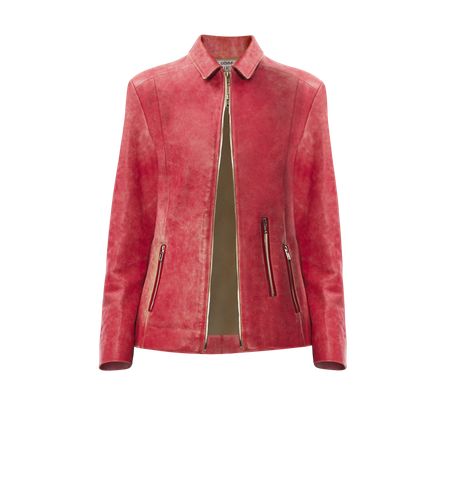 Leather Jacket - Red - Gemme Collective - Modalova