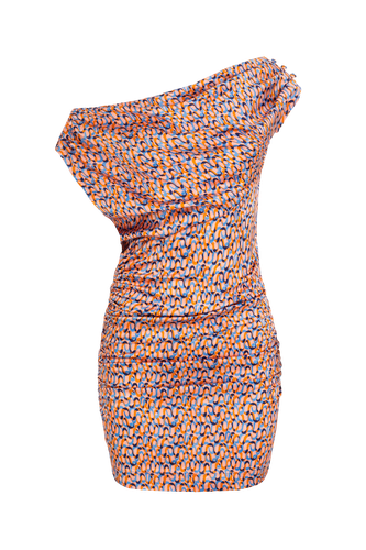 Off-shoulder draped dress in Groovy Print - JAAF - Modalova