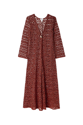 Nerea Kaftan With Shell In Terracotta - Sara Cristina - Modalova