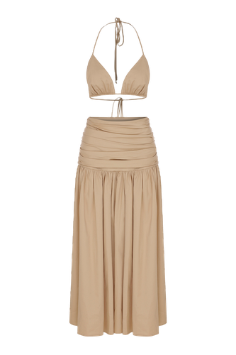 Birdie Rouched Maxi Skirt in Apple Cinnamon - Nazli Ceren - Modalova