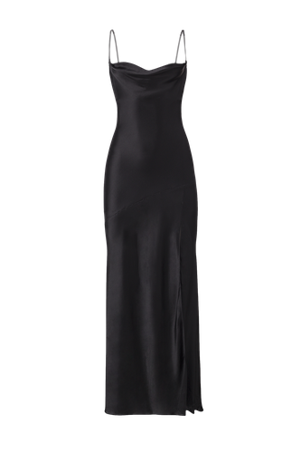 Floor-length silk dress in black - Lita Couture - Modalova