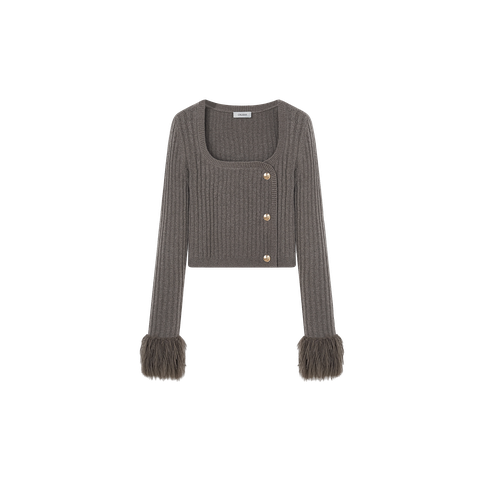 FRINGED ASYMMETRIC CASHMERE-BLEND U-NECK SWEATER - CRUSH Collection - Modalova