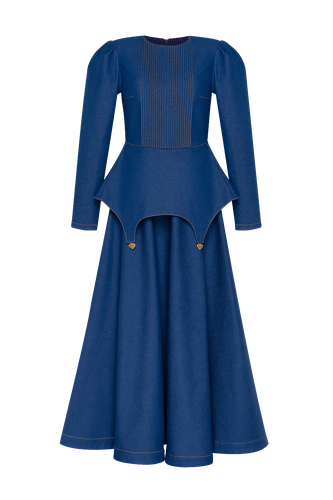 DENIM DRESS WITH BASCQUE maxi - Guranda - Modalova