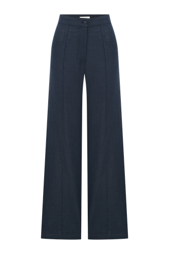 Millie Linen Trousers in Dark Navy - Nazli Ceren - Modalova