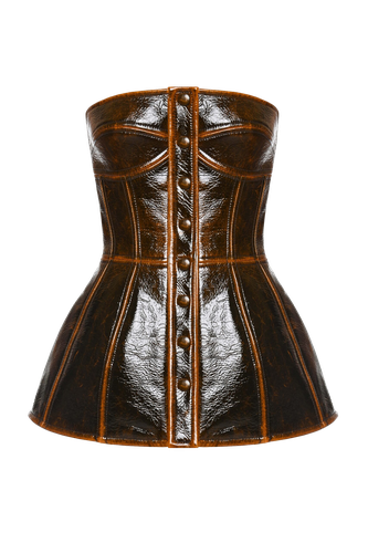 Faux leather buttoned corset - Maria Kokhia - Modalova