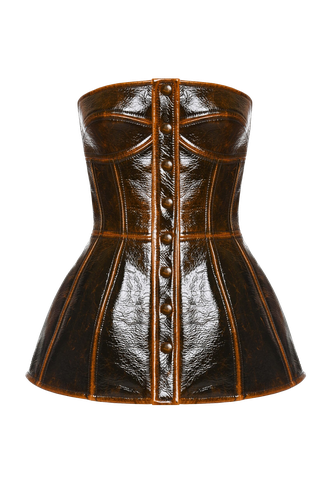 Faux leather buttoned corset - Maria Kokhia - Modalova