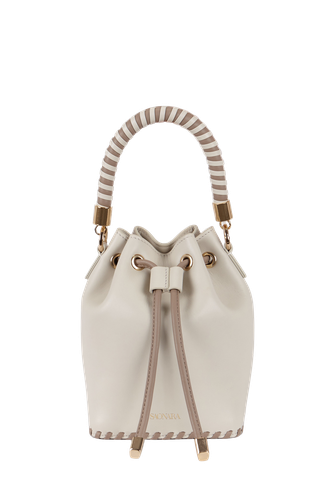 SAONARA MINI BUCKET IVORY LEATHER - Saonara - Modalova