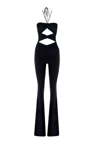 Stella Cutout Black Jumpsuit - Lora Istanbul - Modalova