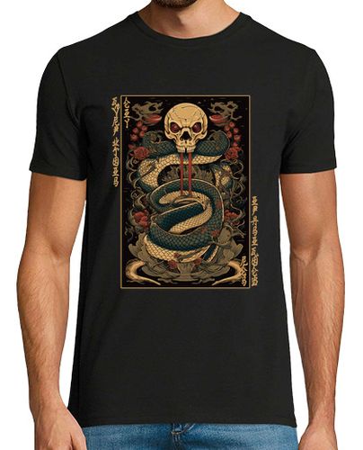 Camiseta Hombre Manga Corta Serpiente Calavera de estilo japonés laTostadora - latostadora.com - Modalova