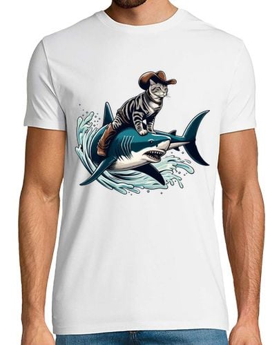 Camiseta Hombre Manga Corta vaquero rodeo gato paseo en tiburón laTostadora - latostadora.com - Modalova