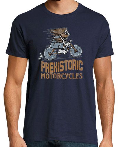 Camiseta Hombre Manga Corta motocicleta prehistórica - azul marino laTostadora - latostadora.com - Modalova