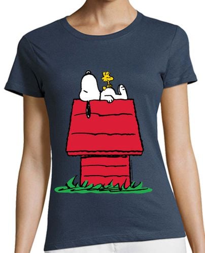 Camiseta Mujer Manga Corta Casita de Snoopy y Woodstock laTostadora - latostadora.com - Modalova